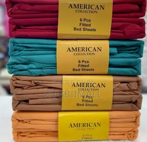 American Plain Fitted Bedsheet 6pcs