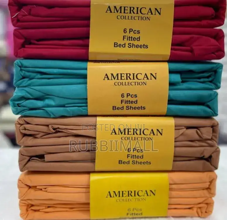 American Plain Fitted Bedsheet 6pcs
