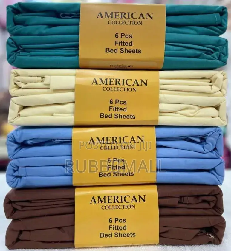 American Plain Fitted Bedsheet 6pcs
