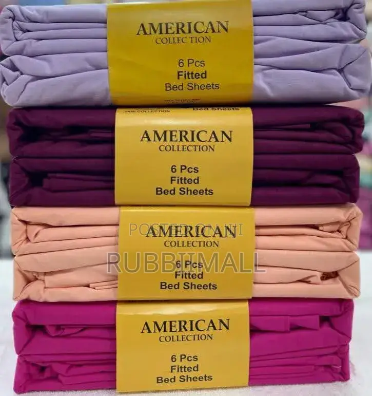 American Plain Fitted Bedsheet 6pcs