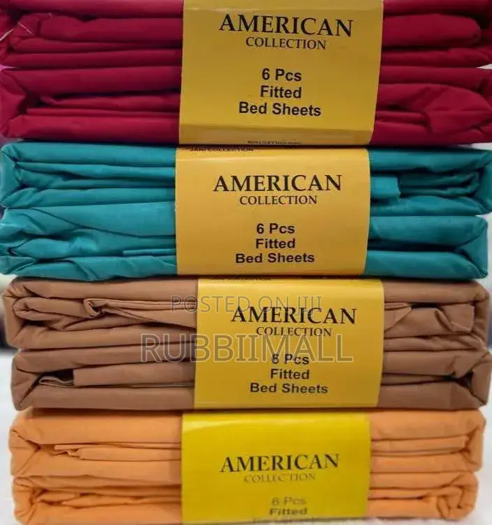 American Plain Fitted Bedsheet 6pcs