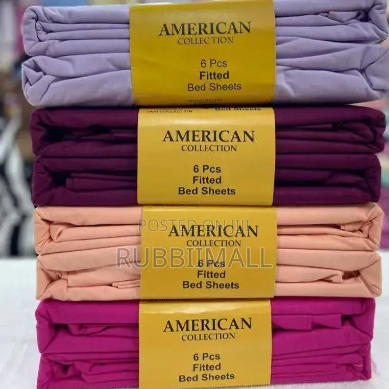 American Plain Fitted Bedsheet 6pcs