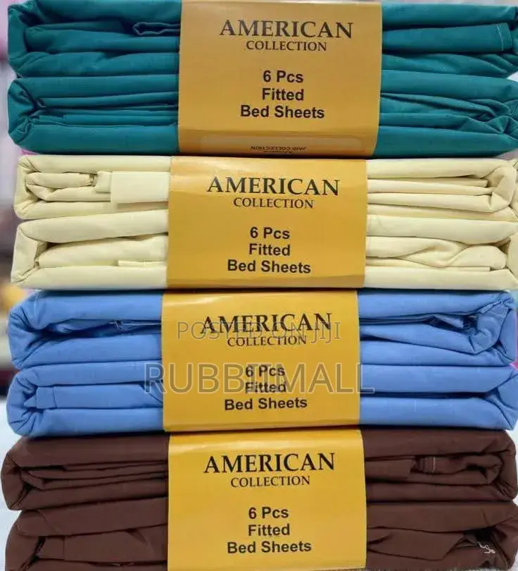 American Plain Fitted Bedsheet 6pcs