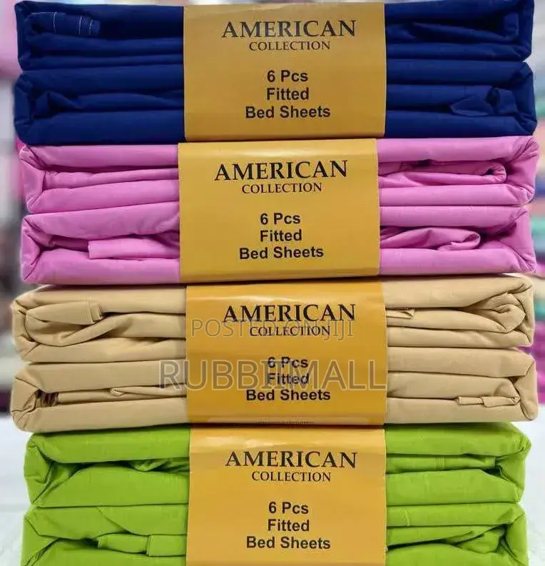 American Plain Fitted Bedsheet 6pcs