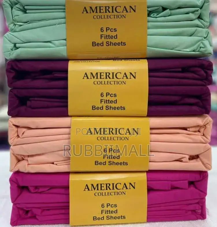 American Plain Fitted Bedsheet 6pcs