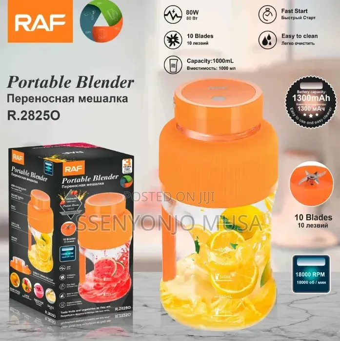 RAF Portable Blender 1000mL Rechargeable 10-Blade USB-C Juicer