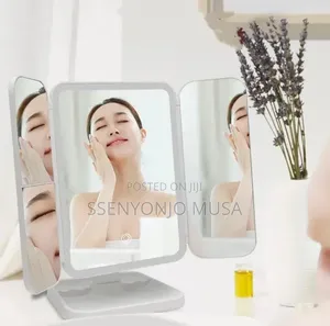 Folding LED Makeup Mirror With 3-Tone Lights Magnifying Mirror