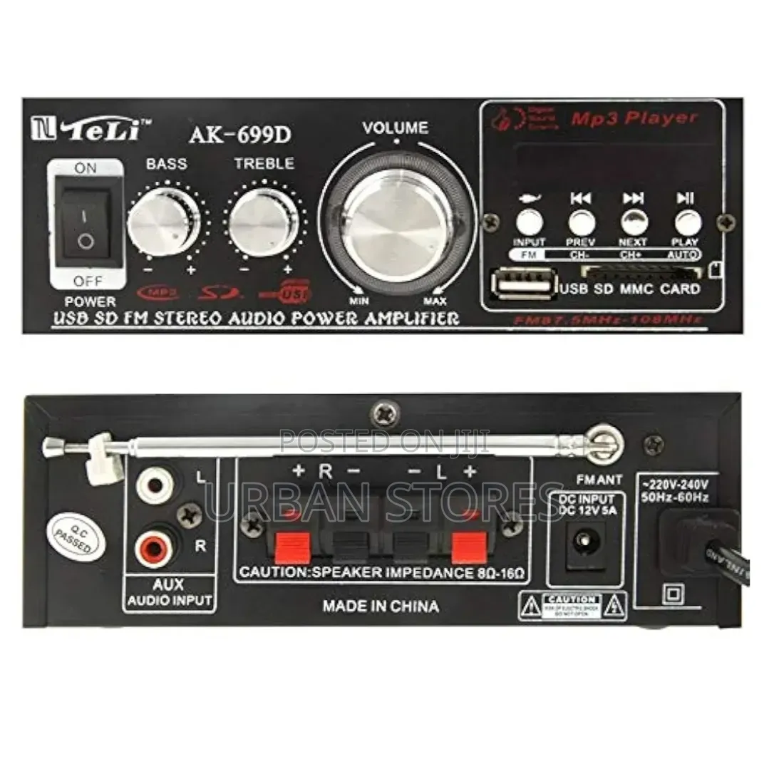 Portable 12v/220v Hifi Audio Stereo Amplifier With Bluetooth
