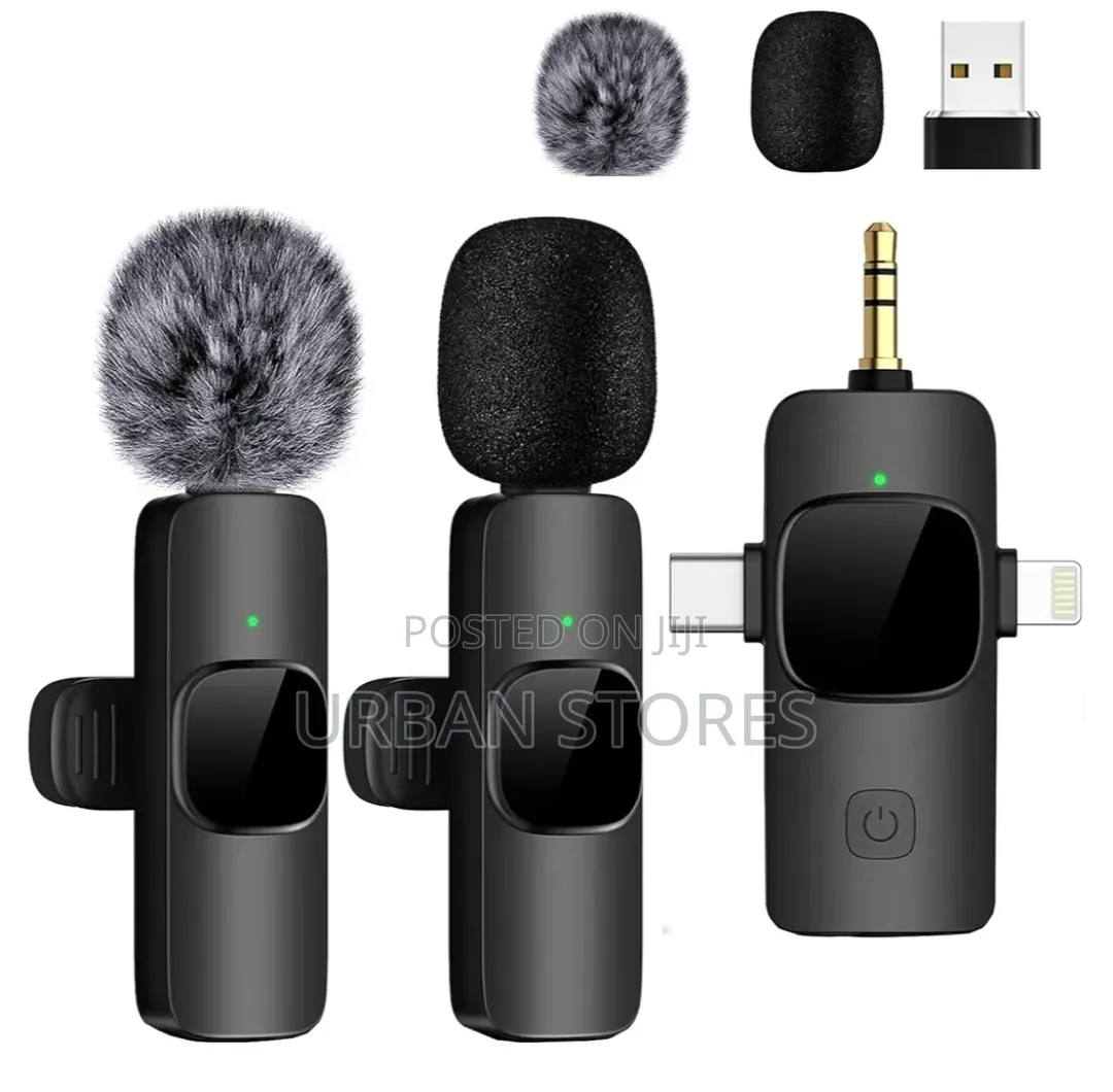 3 in 1 Wireless Lavalier Microphones for iPhone, iPad, Android,