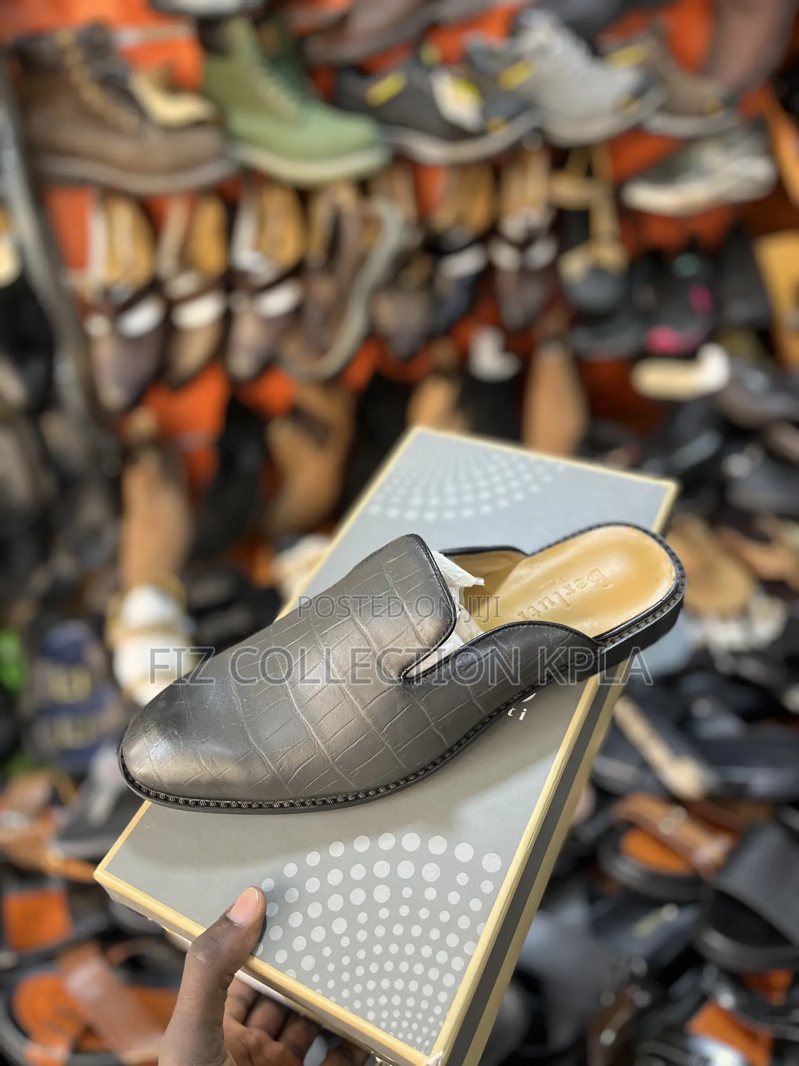 Men’s Original Berluti Paris Backless Loafers Gray