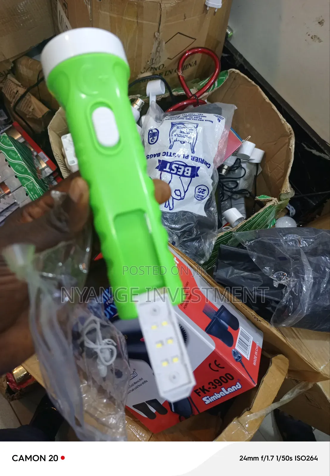 Rechargeable LED Torch Featuring a Built-in Solar Panel for Charging.