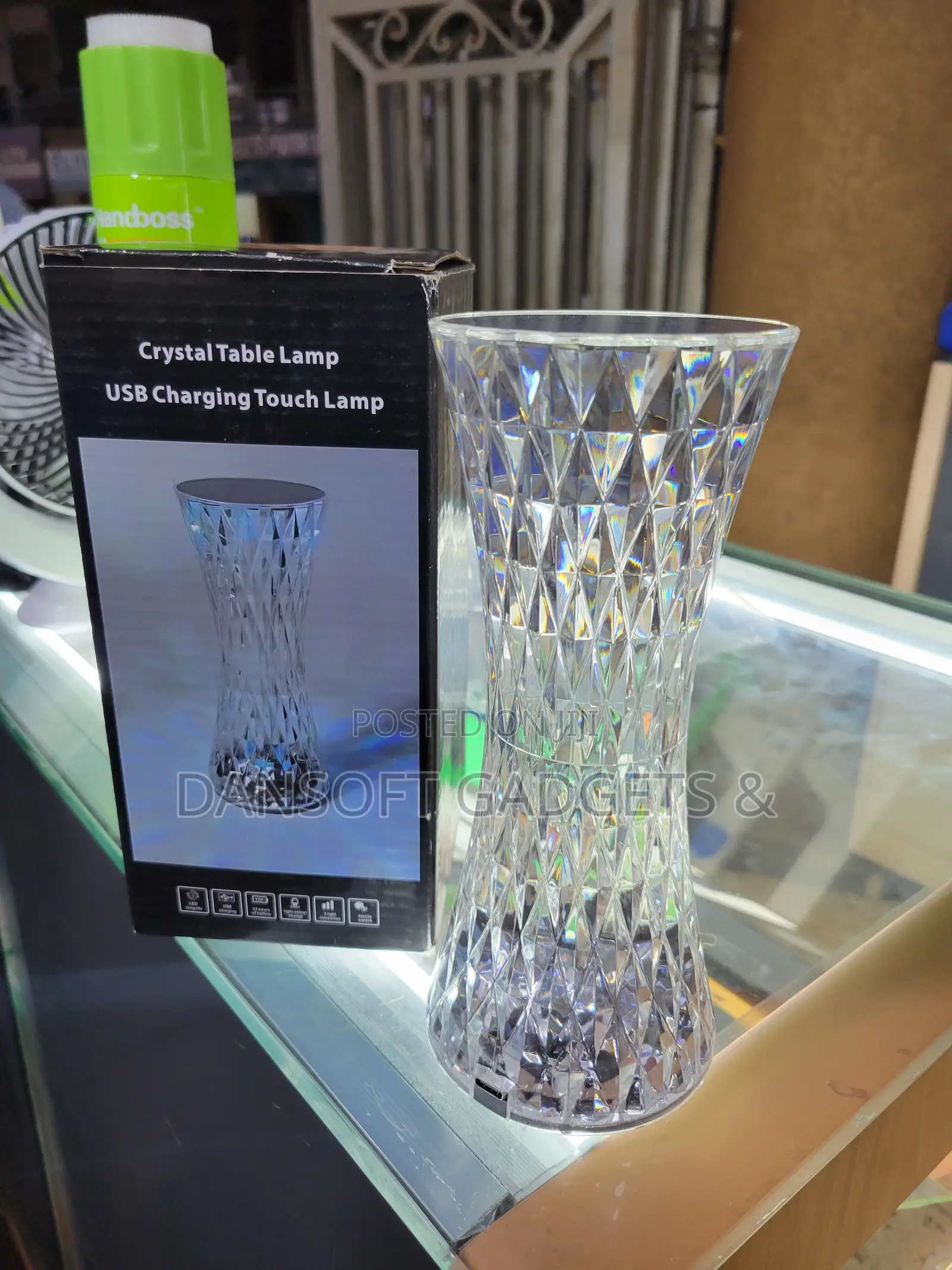 Crystal Diamond Table Lamp – USB Rechargeable Touch Lamp