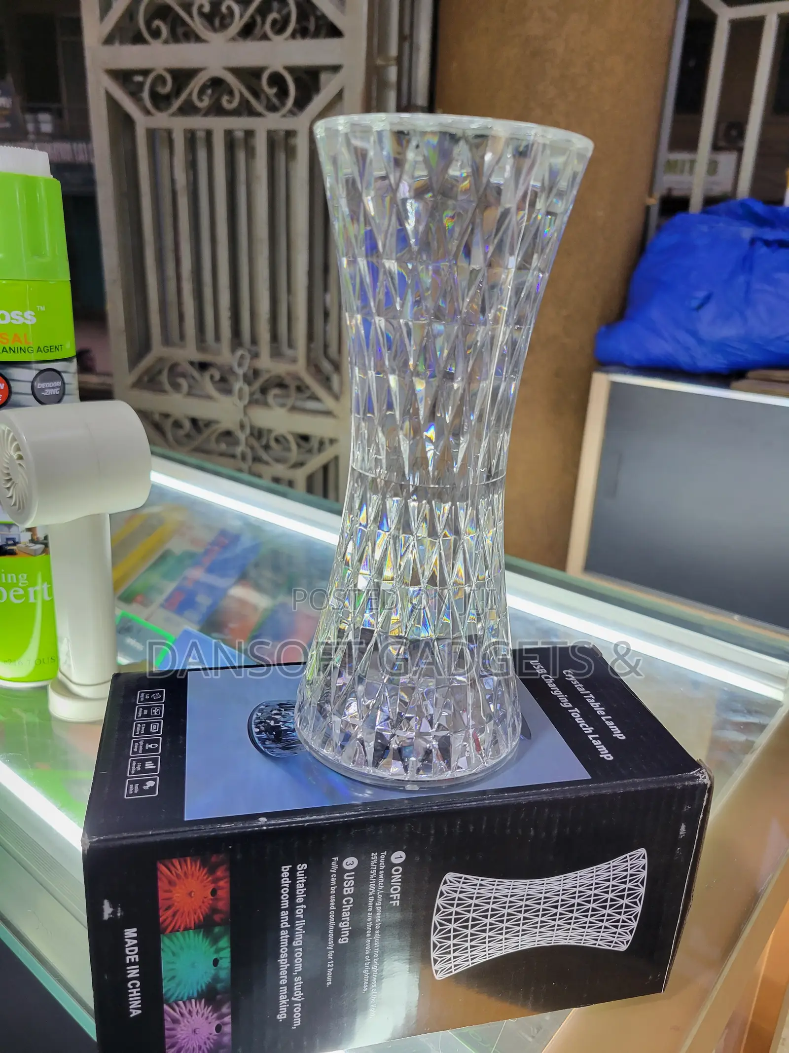 Crystal Diamond Table Lamp – USB Rechargeable Touch Lamp