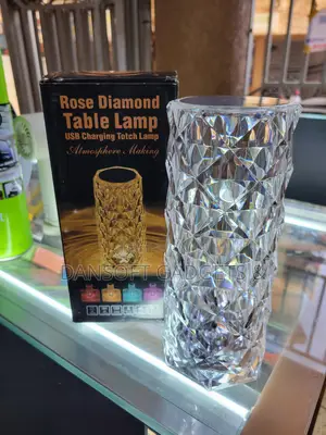 Rose Diamond Crystal Table Lamp – USB Rechargeable Touch Lamp
