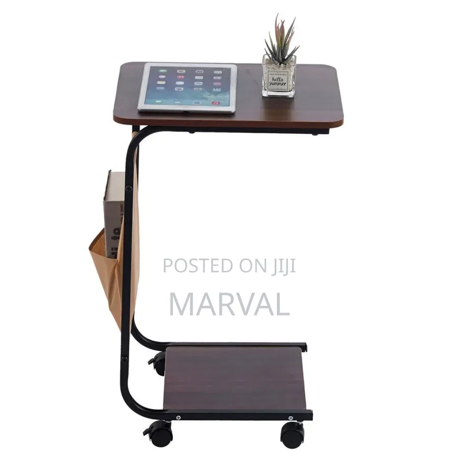 C-Shaped Side Table With Storage Basket