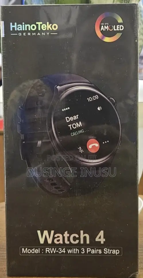Haino Teko Germany RW-34 AMOLED Display Smart Watch With 3 Pair Strap