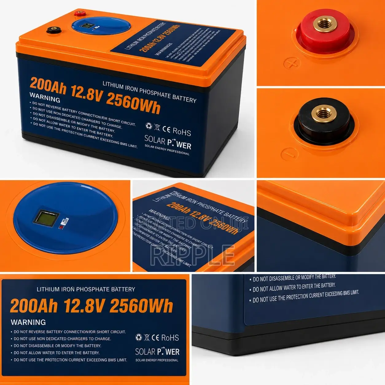 12V 200Ah LiFePO4 Lithium Battery 2560Wh Solar Backup