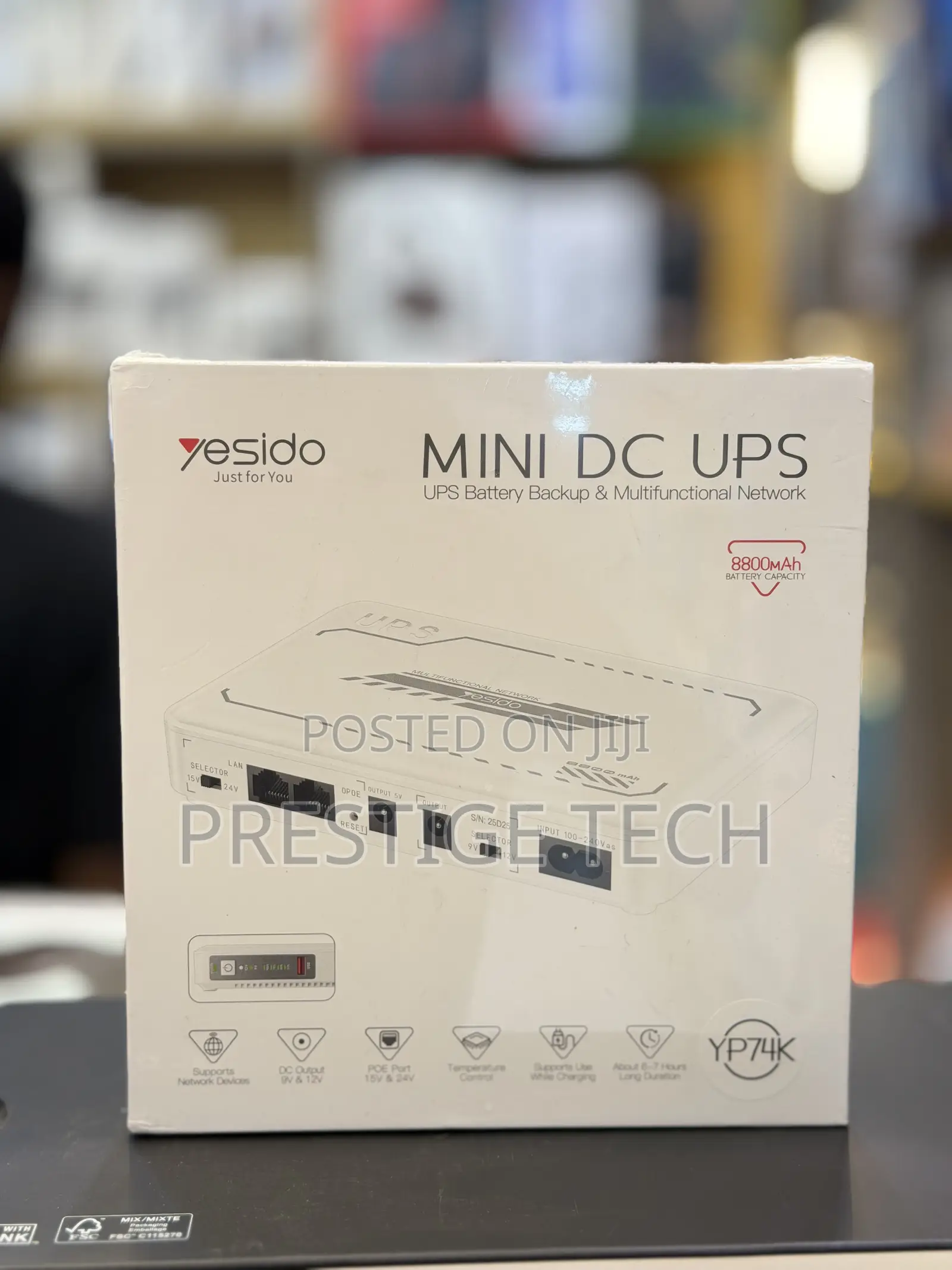 Yesido Mini DC UPS Battery Backup Power Network 8800mah Modems, Router
