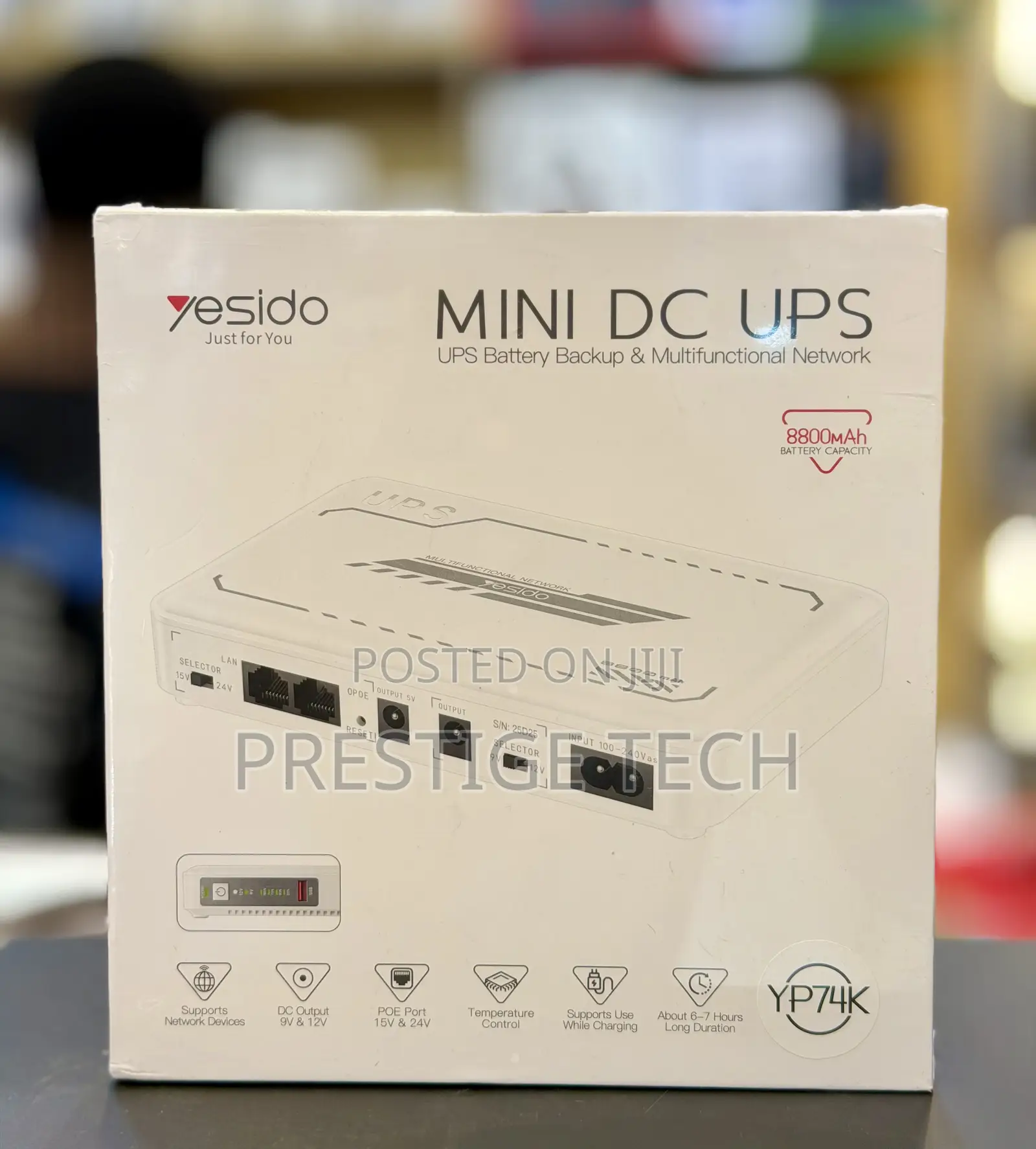 Yesido Mini DC UPS Battery Backup Power Network 8800mah Modems, Router