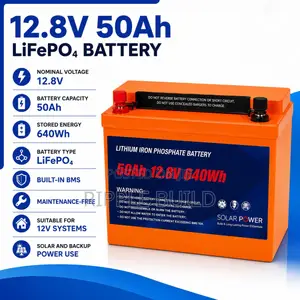 640Wh LiFePO4 Lithium Battery 50Ah Solar Backup 12V