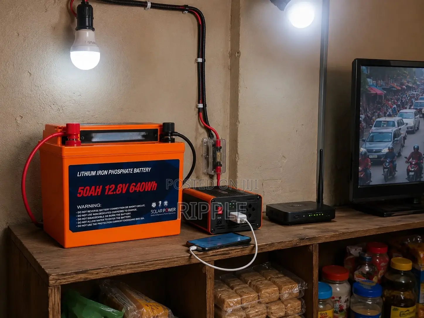 640Wh LiFePO4 Lithium Battery 50Ah Solar Backup 12V