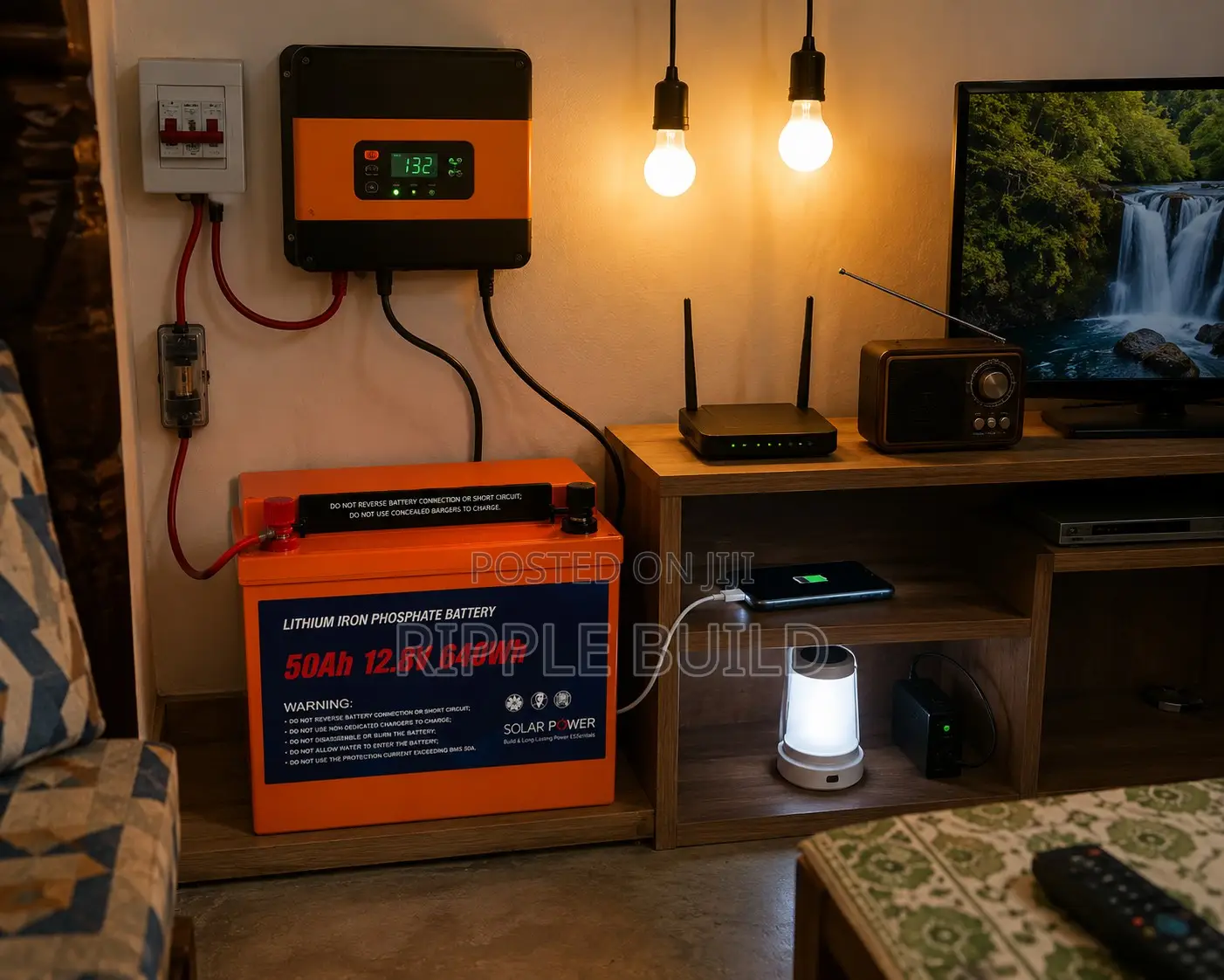 640Wh LiFePO4 Lithium Battery 50Ah Solar Backup 12V