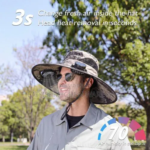 Solar Sun Hat With Cooling Fan Outdoor Work, Fishing, Hiking Gardening