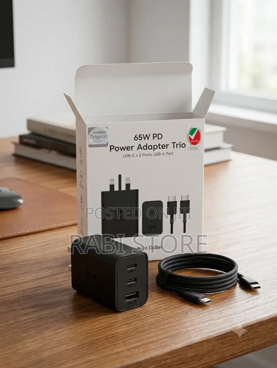 65W Adaptor, Fast Chager, Black/White