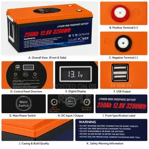 3200Wh LiFePO4 Lithium Battery 250Ah Solar Backup 12V