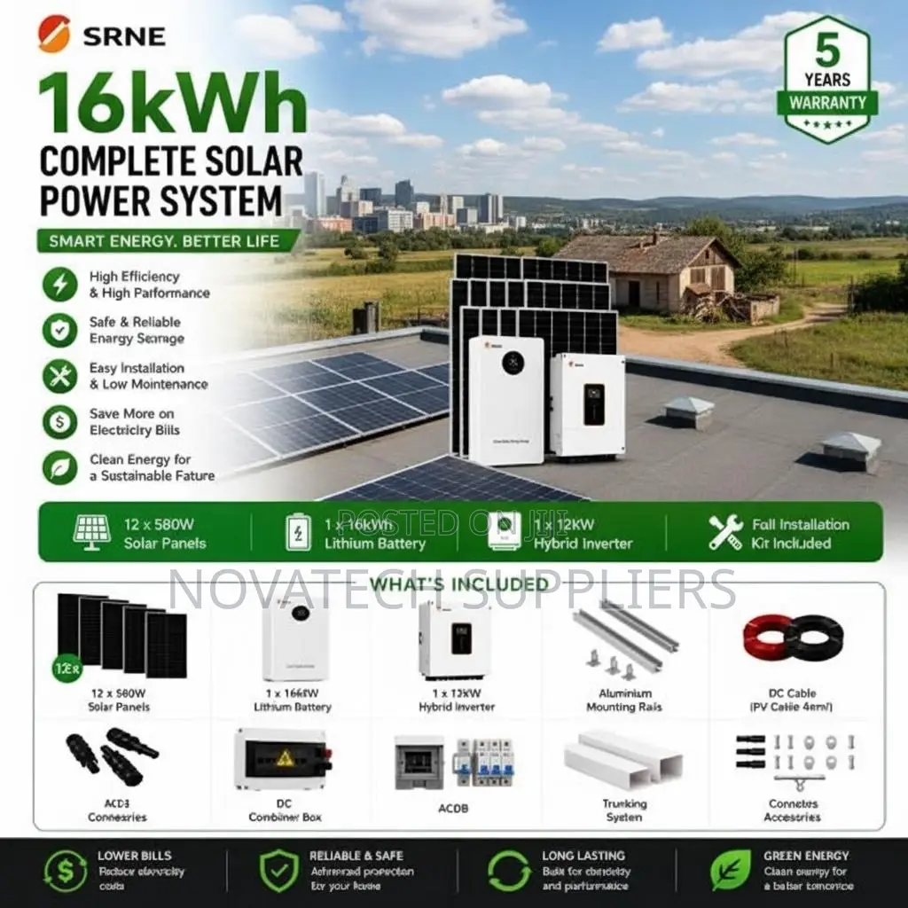 SRNE 16kWh Complete Hybrid Solar Power System 12kW Inverter