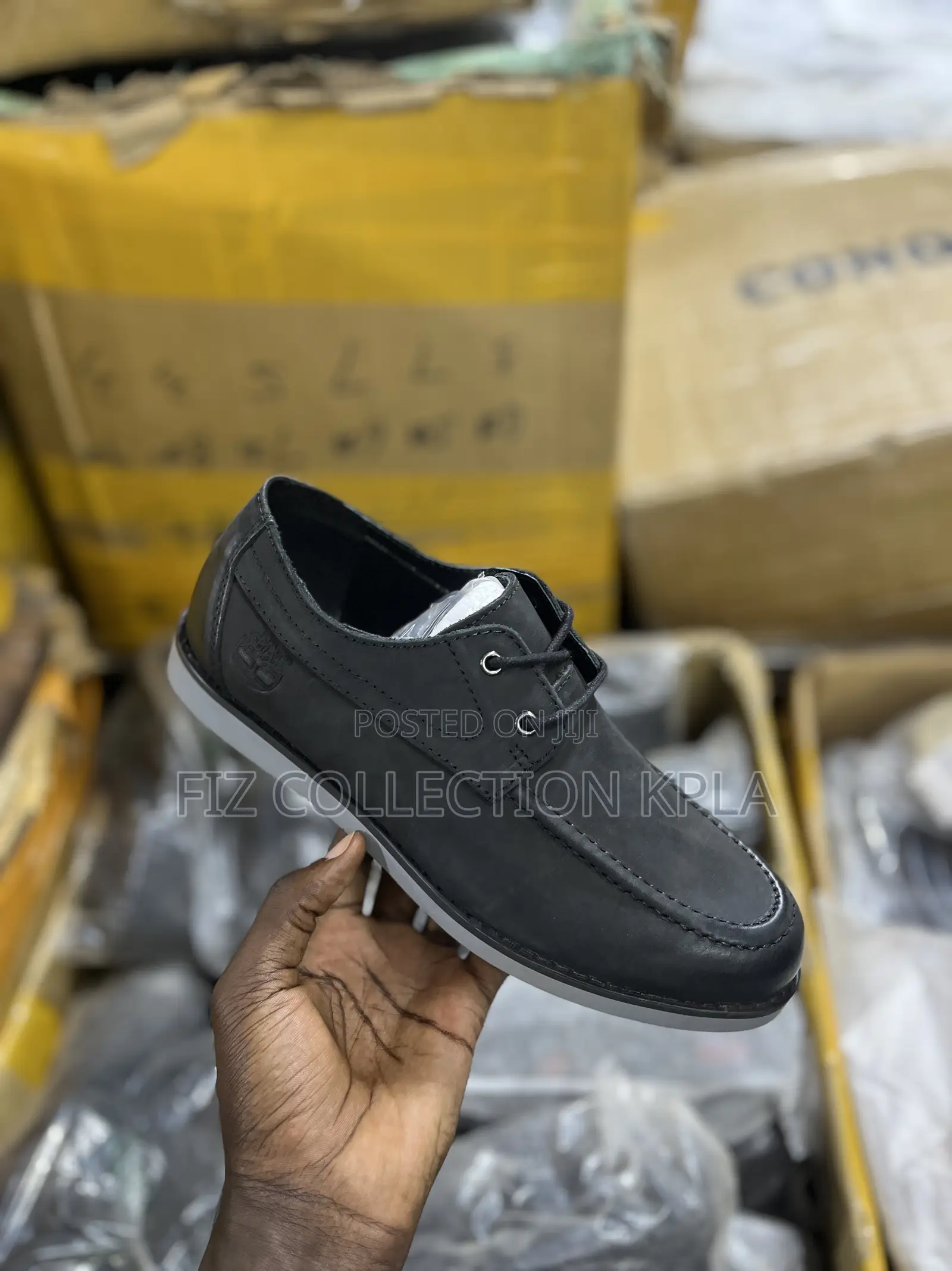 Original Timberland Black Leather Shoes Grey Sole Men’s Casual Loafer