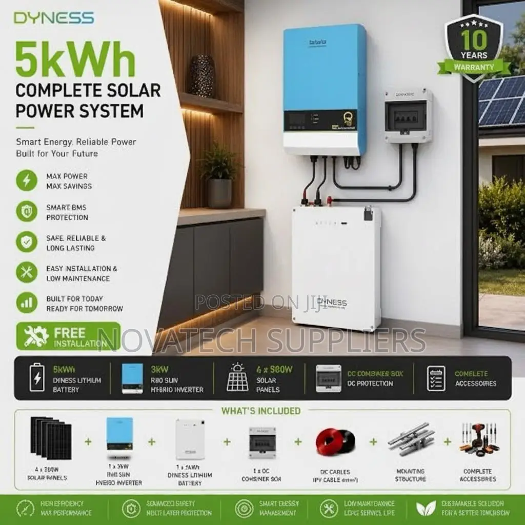 Dyness 5kWh Lithium Hybrid Solar System 3kVA Inverter 4x620W Panels