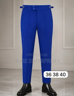 Blue Beltless Pants
