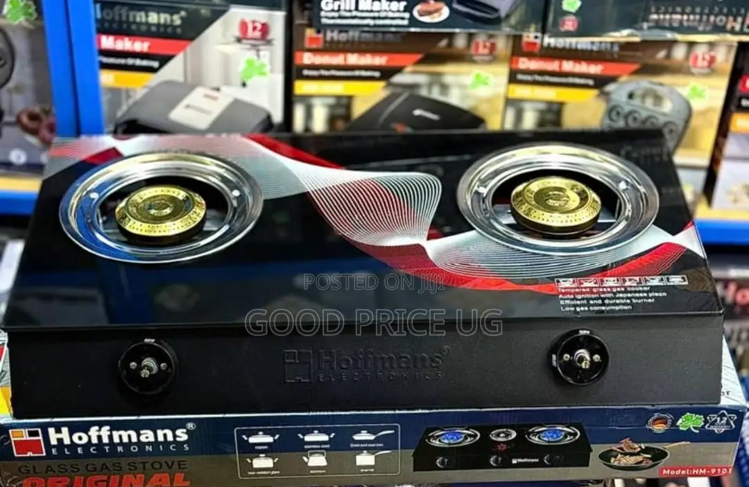 Hoffmans Electronics Tempered Glass Double Burner Gas Stove