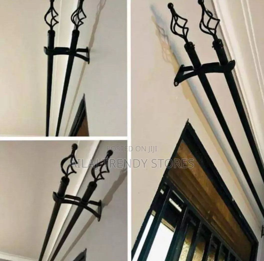 Black Curtain Rails on Bright White Walls