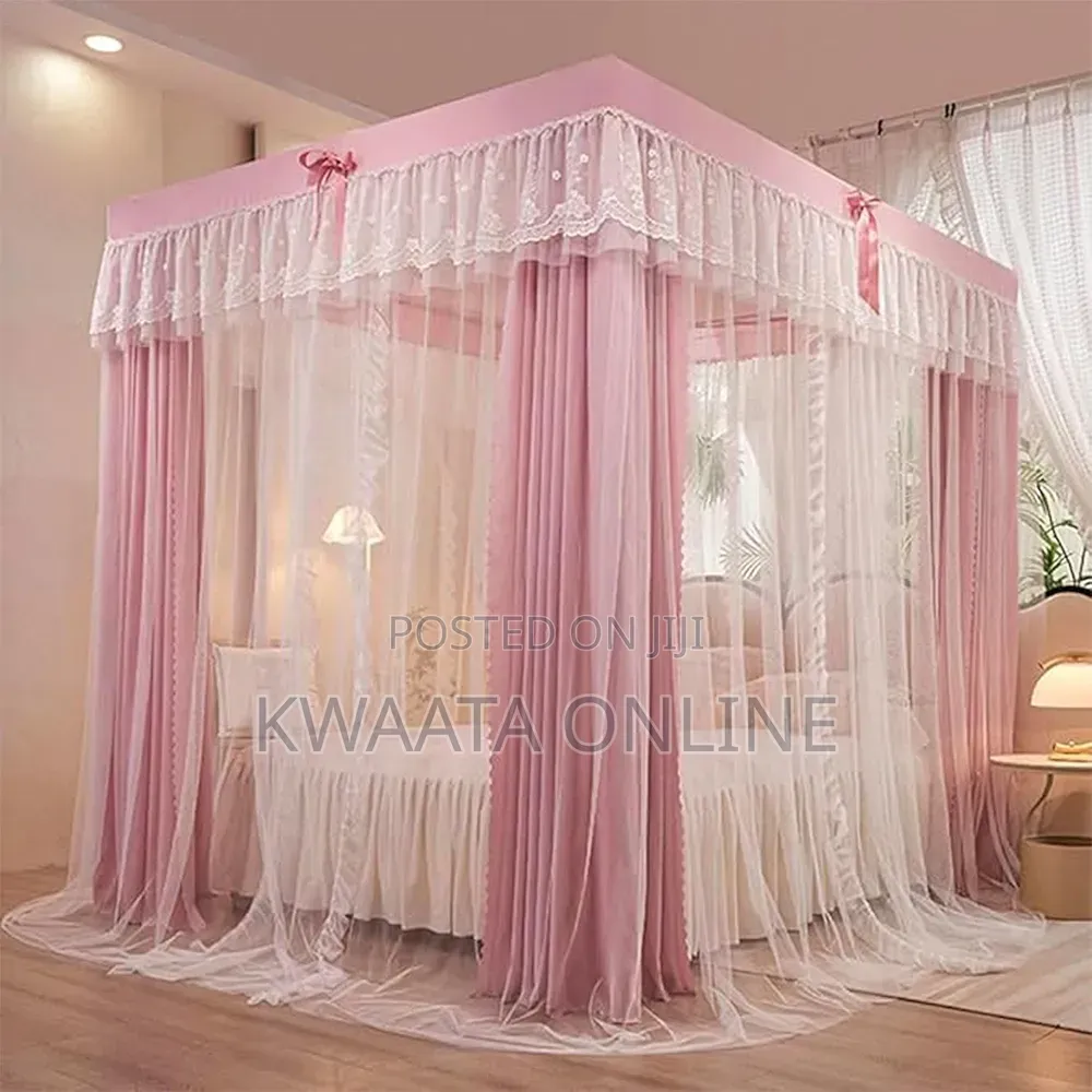 Mosquito Net Canopy+Bed Curtain - Double Layer Ruffle Decorative Drape