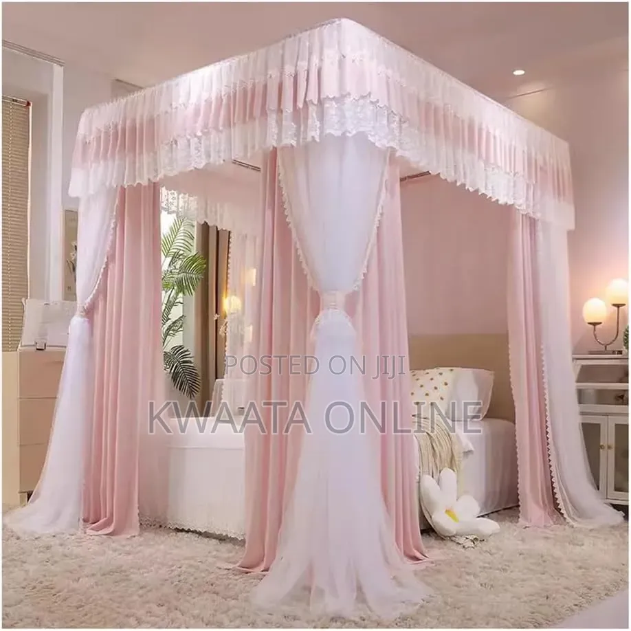 Mosquito Net Canopy+Bed Curtain - Double Layer Ruffle Decorative Drape
