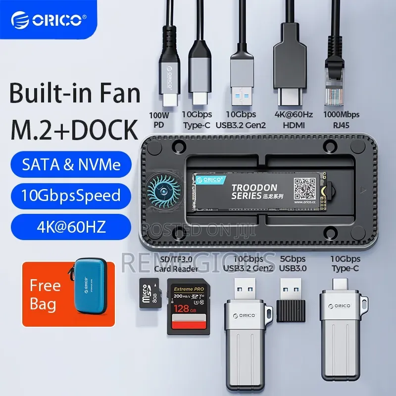 ORICO 10-in-1 USB-C Docking Station/M.2 SSD Enclosure, M.2 NVMe