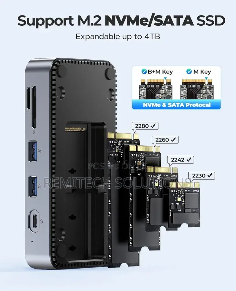 ORICO 10-in-1 USB-C Docking Station/M.2 SSD Enclosure, M.2 NVMe