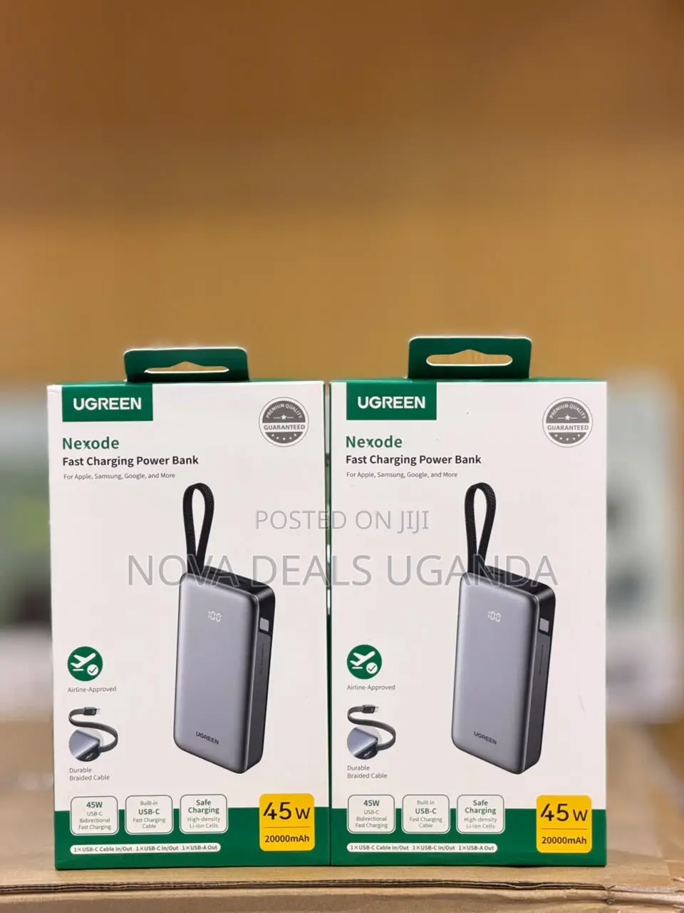 UGREEN Nexode Power Bank 20000mAh With Built-in Cable, 45W PD