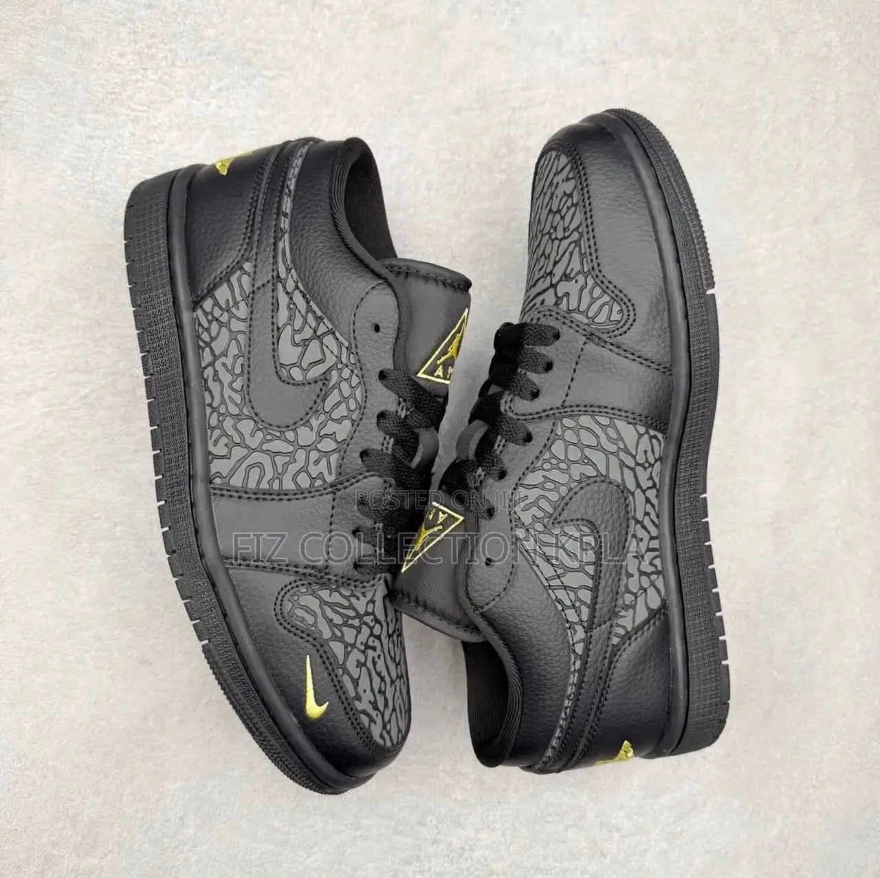 Original Air Jordan 1 Low SE Elephant Print Casual Sneakers – Black