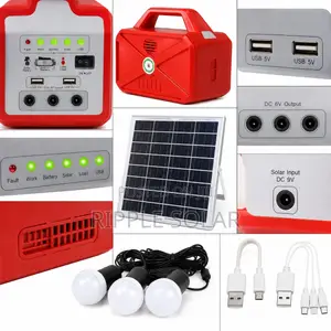 66W Solar Home Lighting Kit 3 Bulbs FM Radio USB Charging
