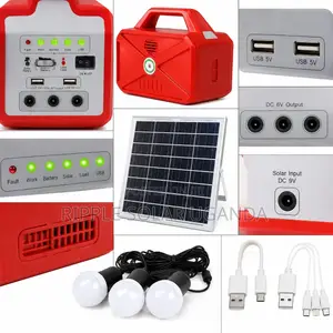 66W Solar Home Lighting Kit 3 Bulbs FM Radio USB Charging