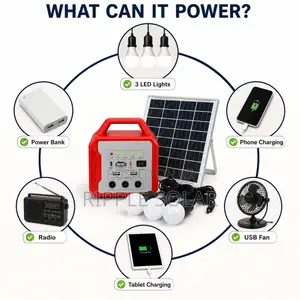 66W Solar Home Lighting Kit 3 Bulbs FM Radio USB Charging
