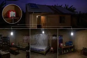 66W Solar Home Lighting Kit 3 Bulbs FM Radio USB Charging
