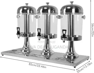 Triple Juice Dispenser, 3-Bucket 8L, Stainless Steel, With Drip Tray
