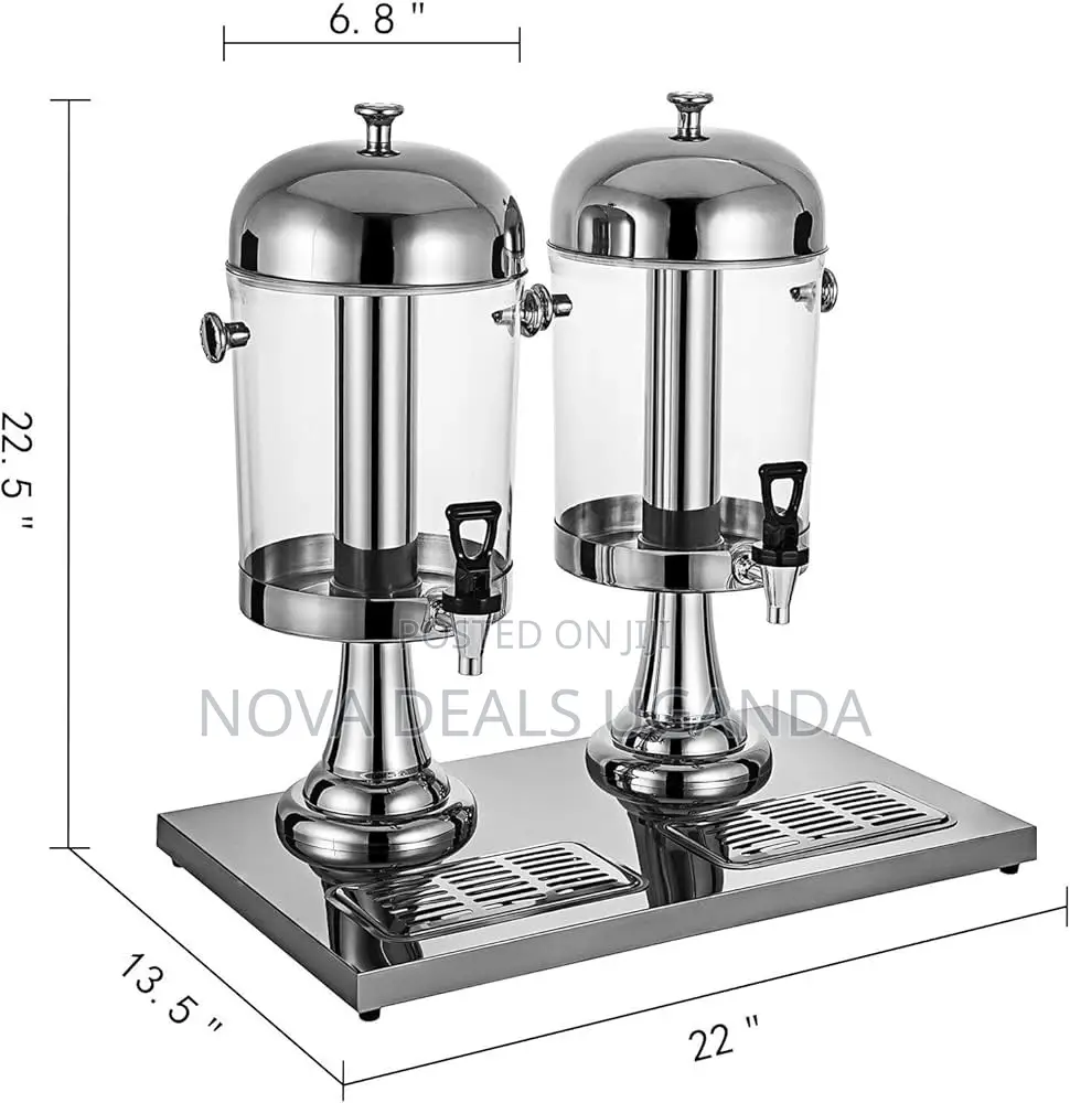 Commercial Stainless Steel Double Non-Electric Juice Dispenser 16L