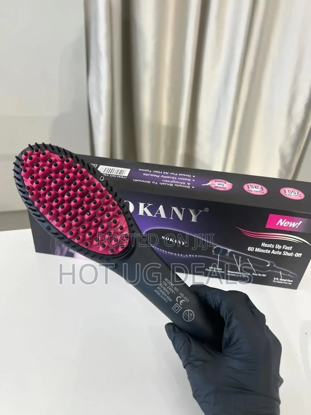 Sokany Electric Hair Straightener Brush - Black