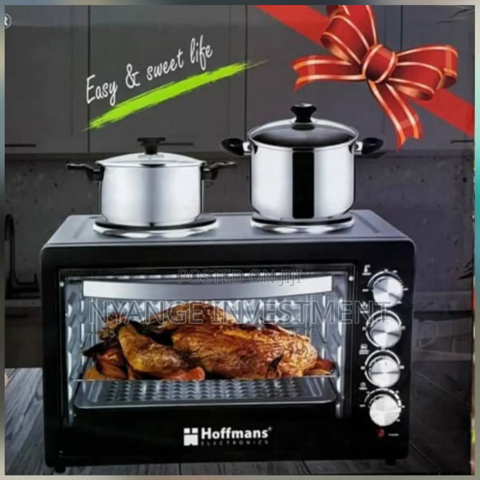Hoffmans HM-753 Electric Oven 55L Capacity With Two Hot Plates on Top.