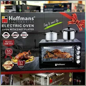 Hoffmans HM-753 Electric Oven 55L Capacity With Two Hot Plates on Top.